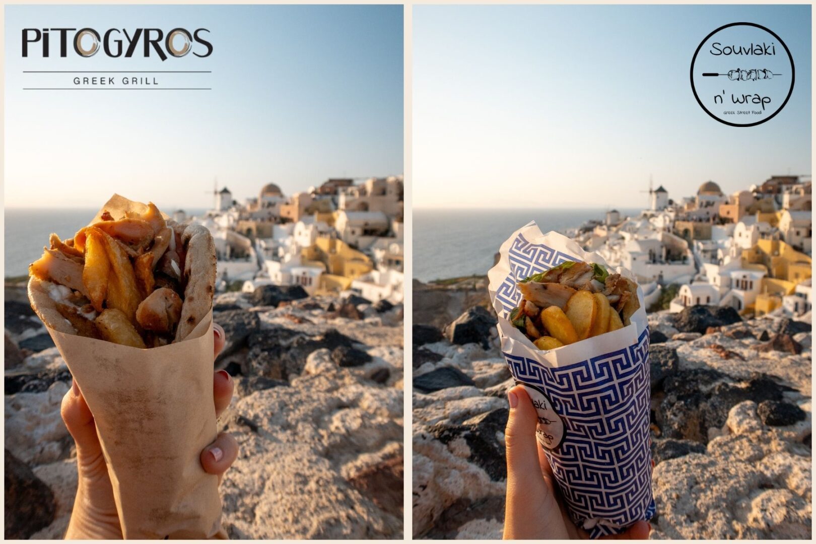 Best Gyro in Oia Santorini: Pitogyros vs. Souvlaki n’ Wrap